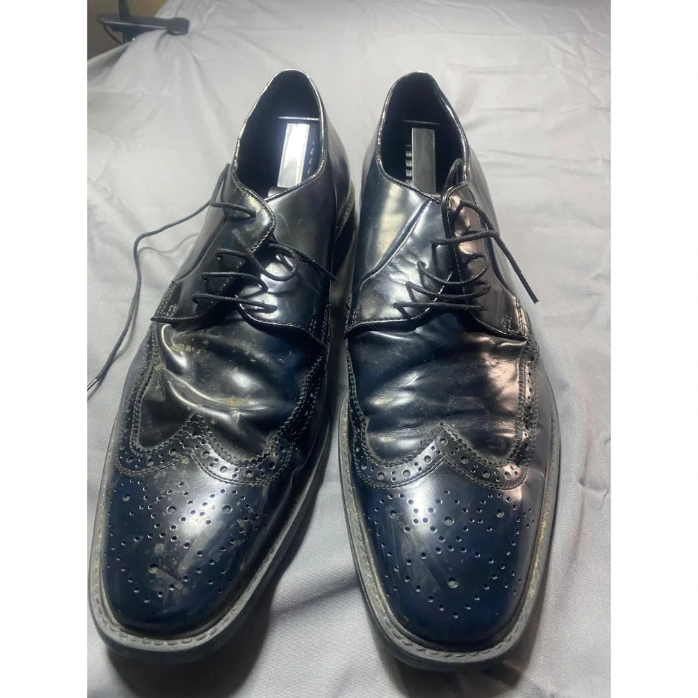 Kenneth Cole Reaction Men's Wingtip Dress Shoes Blue Size 13M Lace Up Oxford